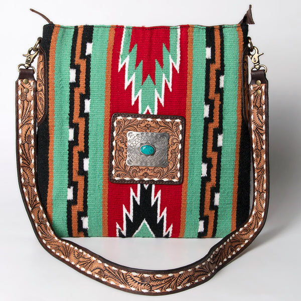 ADBGA268 American Darling Large Cross body Bag Hand-Woven Saddle Blanket Hand Tooled