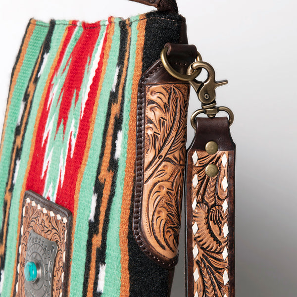 ADBGA268 American Darling Large Cross body Bag Hand-Woven Saddle Blanket Hand Tooled