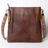 ADBGA269 American Darling Aztec Pattern Woven Tooled Leather Fringed Crossbody
