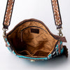 ADBGA269 American Darling Aztec Pattern Woven Tooled Leather Fringed Crossbody