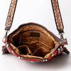 ADBGA269 American Darling Aztec Pattern Woven Tooled Leather Fringed Crossbody