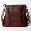 ADBGA269 American Darling Aztec Pattern Woven Tooled Leather Fringed Crossbody
