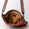 ADBGA269 American Darling Aztec Pattern Woven Tooled Leather Fringed Crossbody