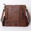 ADBGA269 American Darling Aztec Pattern Woven Tooled Leather Fringed Crossbody