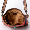 ADBGA269 American Darling Aztec Pattern Woven Tooled Leather Fringed Crossbody