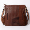 ADBGA269 American Darling Aztec Pattern Woven Tooled Leather Fringed Crossbody
