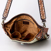 ADBGA269 American Darling Aztec Pattern Woven Tooled Leather Fringed Crossbody