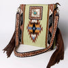 ADBGA269 American Darling Aztec Pattern Woven Tooled Leather Fringed Crossbody