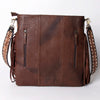 ADBGA270 American Darling Carved Leather and Woven Saddle Blanket Fringed Crossbody