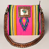 ADBGA271 American Darling Hand Tooled Leather Woven Southwestern Crossbody Purse