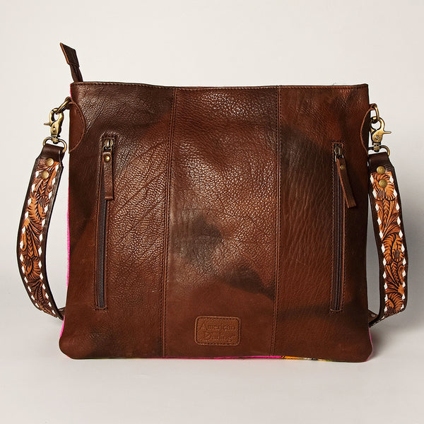 ADBGA271 American Darling Hand Tooled Leather Woven Southwestern Crossbody Purse