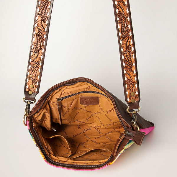 ADBGA271 American Darling Hand Tooled Leather Woven Southwestern Crossbody Purse