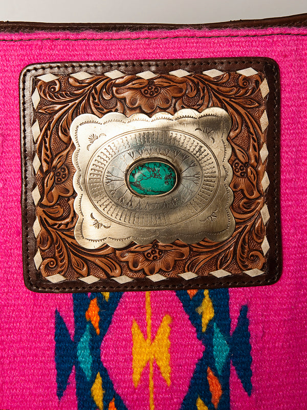 ADBGA271 American Darling Hand Tooled Leather Woven Southwestern Crossbody Purse
