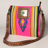ADBGA271 American Darling Hand Tooled Leather Woven Southwestern Crossbody Purse