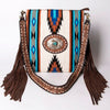 ADBGA273A American Darling Western Woven Fringed Tooled Leather Crossbody Messenger