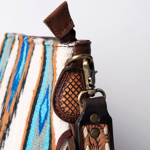 ADBGA273A American Darling Western Woven Fringed Tooled Leather Crossbody Messenger