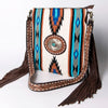 ADBGA273A American Darling Western Woven Fringed Tooled Leather Crossbody Messenger