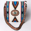 ADBGA274A American Darling Handcrafted Woven Crossbody Bag With Tooled Leather Strap