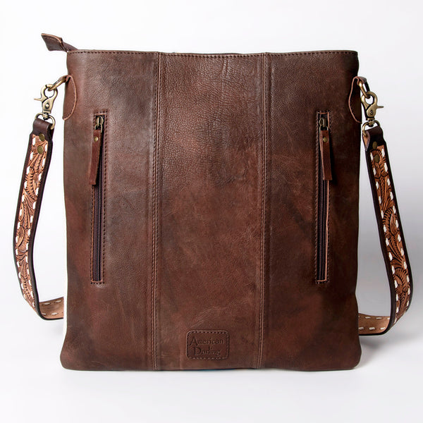 ADBGA274A American Darling Handcrafted Woven Crossbody Bag With Tooled Leather Strap