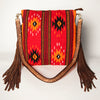 ADBGA277 American Darling Southwestern Handwoven Saddle Blanket Fringe Crossbody Bag