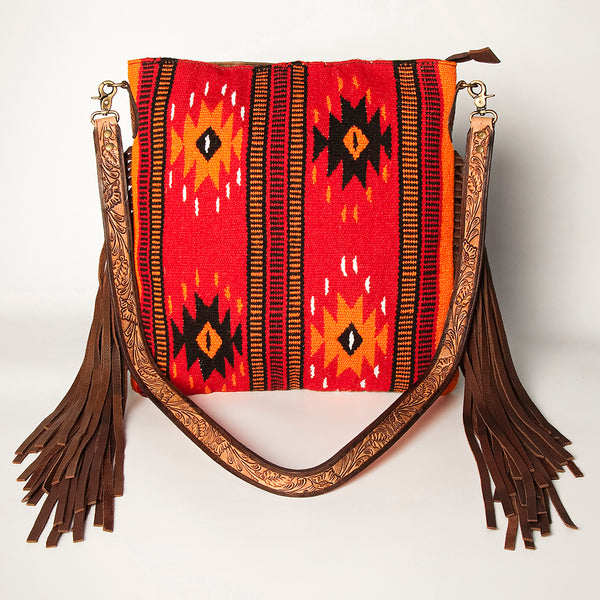 ADBGA277 American Darling Southwestern Handwoven Saddle Blanket Fringe Crossbody Bag
