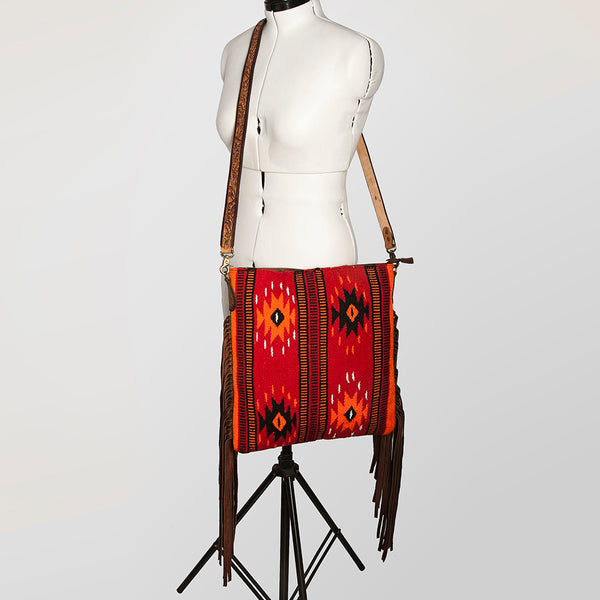 ADBGA277 American Darling Southwestern Handwoven Saddle Blanket Fringe Crossbody Bag