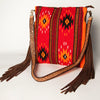 ADBGA277 American Darling Southwestern Handwoven Saddle Blanket Fringe Crossbody Bag