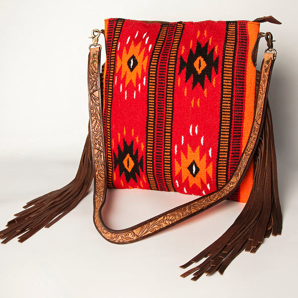 ADBGA277 American Darling Southwestern Handwoven Saddle Blanket Fringe Crossbody Bag