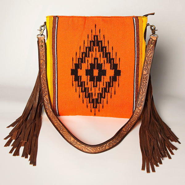 ADBGA277 American Darling Southwestern Handwoven Saddle Blanket Fringe Crossbody Bag