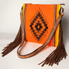 ADBGA277 American Darling Southwestern Handwoven Saddle Blanket Fringe Crossbody Bag