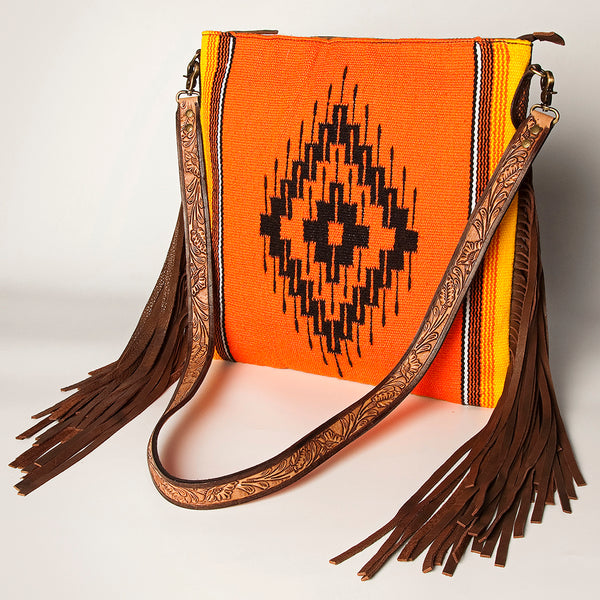 ADBGA277 American Darling Southwestern Handwoven Saddle Blanket Fringe Crossbody Bag