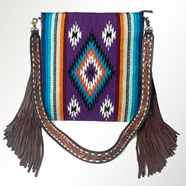 ADBGA277 American Darling Southwestern Handwoven Saddle Blanket Fringe Crossbody Bag