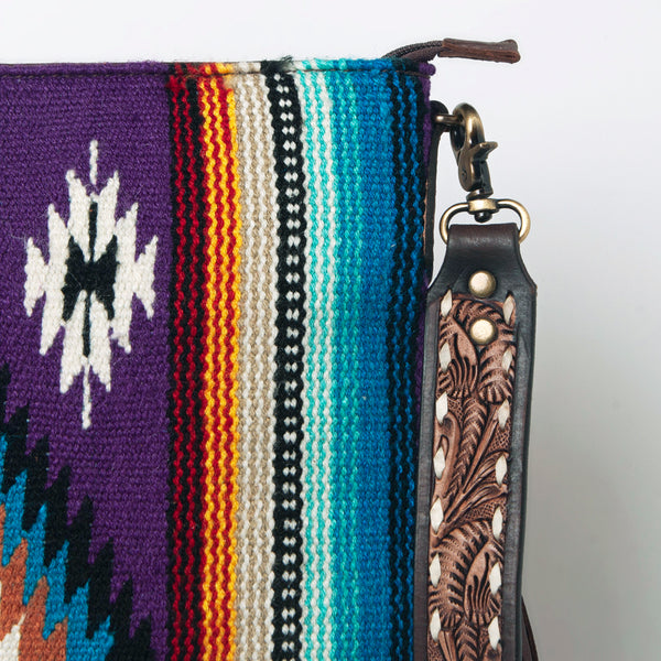 ADBGA277 American Darling Southwestern Handwoven Saddle Blanket Fringe Crossbody Bag