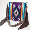 ADBGA277 American Darling Southwestern Handwoven Saddle Blanket Fringe Crossbody Bag