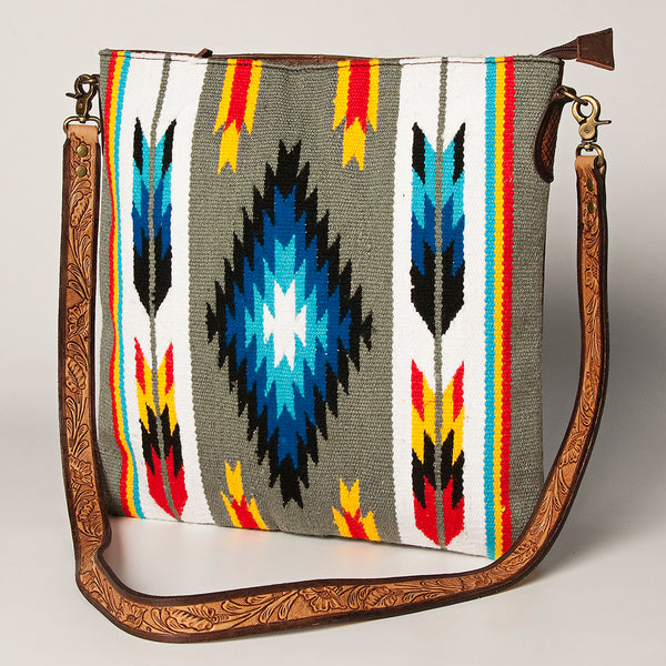 ADBGA278 American Darling Southwestern Woven Saddle Blanket Crossbody Bag