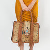 ADBGD176 American Darling Western Leather Tote Bag - Hair-On Cowhide Fringed Purse with Turquoise