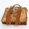 ADBGD176 American Darling Western Leather Tote Bag - Hair-On Cowhide Fringed Purse with Turquoise