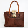 ADBGD176 American Darling Western Leather Tote Bag - Hair-On Cowhide Fringed Purse with Turquoise