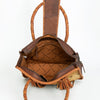 ADBGD176 American Darling Western Leather Tote Bag - Hair-On Cowhide Fringed Purse with Turquoise