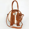 ADBGD179 American Darling Western Leather Canteen Bag - Handcrafted Hair-On Cowhide Fringed Purse