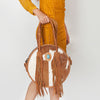 ADBGD179 American Darling Western Leather Canteen Bag - Handcrafted Hair-On Cowhide Fringed Purse