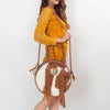 ADBGD179 American Darling Western Leather Canteen Bag - Handcrafted Hair-On Cowhide Fringed Purse