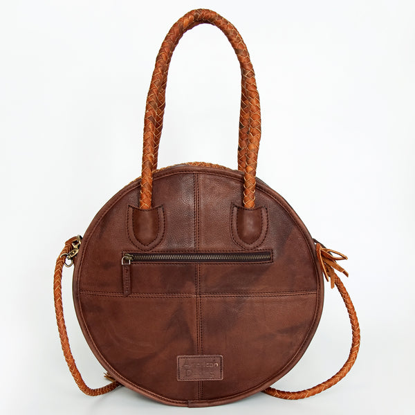 ADBGD179 American Darling Western Leather Canteen Bag - Handcrafted Hair-On Cowhide Fringed Purse