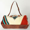 ADBG870 American Darling Hand Tooled Leather & Woven Saddle Blanket Western Duffel Bag