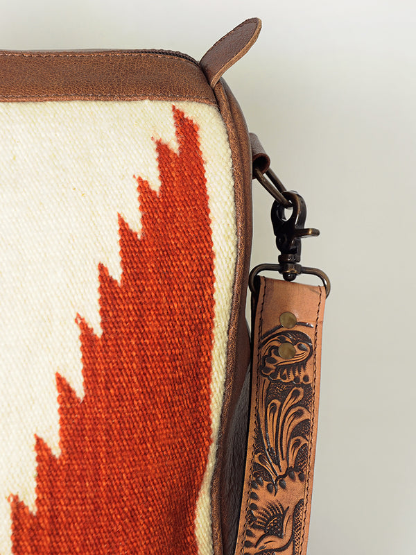 ADBG870 American Darling Hand Tooled Leather & Woven Saddle Blanket Western Duffel Bag