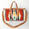 ADBG870 American Darling Hand Tooled Leather & Woven Saddle Blanket Western Duffel Bag