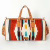 ADBG870 American Darling Hand Tooled Leather & Woven Saddle Blanket Western Duffel Bag