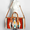 ADBG870 American Darling Hand Tooled Leather & Woven Saddle Blanket Western Duffel Bag