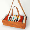 ADBG870 American Darling Hand Tooled Leather & Woven Saddle Blanket Western Duffel Bag