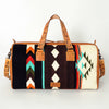 ADBG870 American Darling Hand Tooled Leather & Woven Saddle Blanket Western Duffel Bag